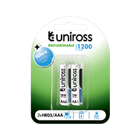 AAA Rechargeable Battery-1200 mAh Uniross - 2 Pieces Pack